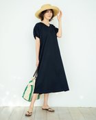 【ドゥクラッセ/DoCLASSE】のコットンスムース・ギャザー袖Aラインワンピ ネイビー|ID: prp329100004920377 ipo3291000000037255761