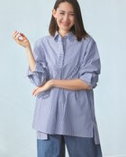 【ドゥクラッセ/DoCLASSE】のラメストライプ・フリルロングシャツ ブルー・パターン|ID: prp329100004920388 ipo3291000000036914144