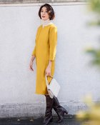 【ドゥクラッセ/DoCLASSE】のウォームポンチ・キーネックミディワンピース マスタード|ID: prp329100004920404 ipo3291000000037255786