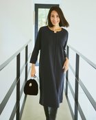 【ドゥクラッセ/DoCLASSE】のウォームポンチ・キーネックミディワンピース ネイビー|ID: prp329100004920404 ipo3291000000037255789