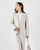 【ドゥクラッセ/DoCLASSE】のスマートツイル・ダブルVノーカラージャケット ライトグレー|ID: prp329100004920429 ipo3291000000037139987