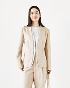 【ドゥクラッセ/DoCLASSE】のスマートツイル・ダブルVノーカラージャケット ベージュ・パターン|ID: prp329100004920429 ipo3291000000037139989