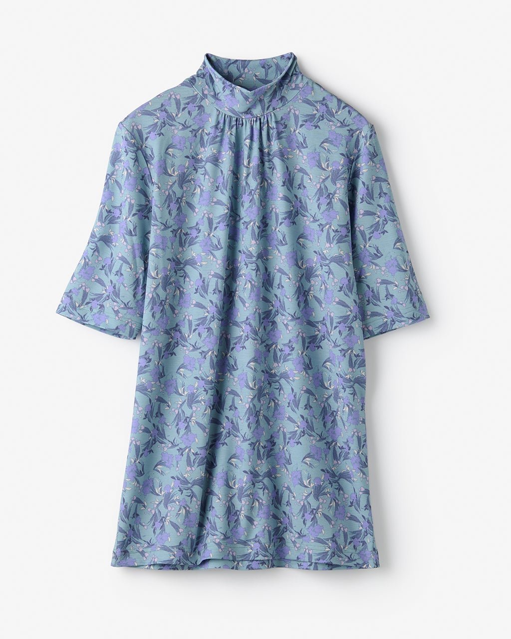 【ドゥクラッセ/DoCLASSE】のUVスラブ・ギャザーハイネックブラウスN/5分袖 インテリア・キッズ・メンズ・レディースファッション・服の通販 founy(ファニー) 　ファッション　Fashion　レディースファッション　Fashion for Women　トップス・カットソー　Cut & Sew Tops　シャツ・ブラウス・オフィスカジュアル　Elegant Blouses & Button-Ups　ロングTシャツ・Tシャツ　Longline T-Shirts & Tees　カットソー・ベーシックTシャツ　Cut-and-Sewn Tops / Stretch Tees & Basics　おすすめ　Recommended / Our Picks　カットソー　Cut and Sewn Top　ギャザー　Gathered, Ruffled　セットアップ　Set-Up, Coordinated Outfit　エレガント 上品　Elegant　人気　Popular, Best Seller　ビジネス 仕事 通勤　Business / Work / Commuting　夏　Summer　旅行　Travel　グレーパターン|ID: prp329100004920443 ipo3291000000036914451