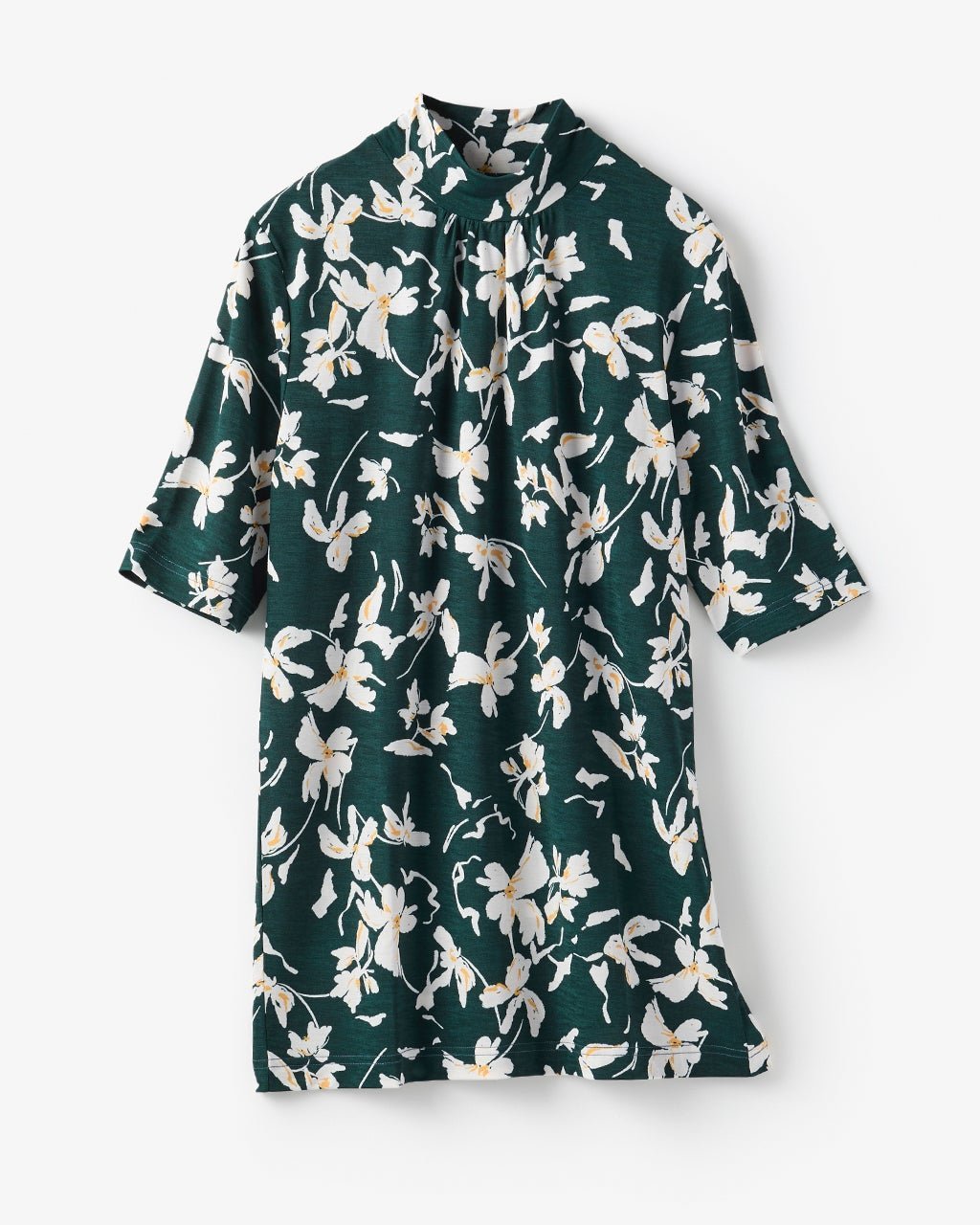 【ドゥクラッセ/DoCLASSE】のUVスラブ・ギャザーハイネックブラウスN/5分袖 インテリア・キッズ・メンズ・レディースファッション・服の通販 founy(ファニー) 　ファッション　Fashion　レディースファッション　Fashion for Women　トップス・カットソー　Cut & Sew Tops　シャツ・ブラウス・オフィスカジュアル　Elegant Blouses & Button-Ups　ロングTシャツ・Tシャツ　Longline T-Shirts & Tees　カットソー・ベーシックTシャツ　Cut-and-Sewn Tops / Stretch Tees & Basics　おすすめ　Recommended / Our Picks　カットソー　Cut and Sewn Top　ギャザー　Gathered, Ruffled　セットアップ　Set-Up, Coordinated Outfit　エレガント 上品　Elegant　人気　Popular, Best Seller　ビジネス 仕事 通勤　Business / Work / Commuting　夏　Summer　旅行　Travel　ブラック&times;イエロー|ID: prp329100004920443 ipo3291000000037016251