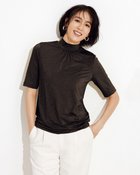 【ドゥクラッセ/DoCLASSE】のUVスラブ・ギャザーハイネックブラウスN/5分袖 ダークブラウン|ID: prp329100004920443 ipo3291000000037255843