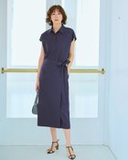 【ドゥクラッセ/DoCLASSE】のコットン混ブロード・ラップ風シャツワンピース ミッドナイトブルー|ID: prp329100004920454 ipo3291000000037245429