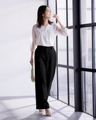 【ドゥクラッセ/DoCLASSE】のラメリネン・イージーワイドパンツ ブラック|ID: prp329100004920455 ipo3291000000037097848