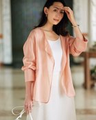 【ドゥクラッセ/DoCLASSE】のシアーラミー・ノーカラージャケット 人気、トレンドファッション・服の通販 founy(ファニー) ファッション Fashion レディースファッション Fashion for Women アウター Coat / Outerwear Collection レディースジャケット・軽アウター Jackets ノーカラージャケット / シンプル上品コーデ Collarless Jackets ジャケット Jacket, Outerwear ドレープ Drape, Draping Fabric リボン Ribbon, Bow 人気 Popular, Best Seller 夏 Summer 秋 Autumn thumbnail ピンクベージュ|ID: prp329100004920496 ipo3291000000036914771