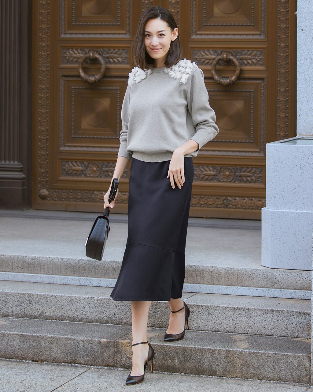 【ドゥクラッセ/DoCLASSE】のスマートツイル・裾ペプラムスカート インテリア・キッズ・メンズ・レディースファッション・服の通販 founy(ファニー) 　ファッション　Fashion　レディースファッション　Fashion for Women　スカート　Skirts　セレモニー　Ceremony　チェック　Check, Plaid, Tartan　フェミニン　Feminine, Girly　ペプラム　Peplum, Flared Hem　エレガント 上品　Elegant　ミッドナイトブルー|ID: prp329100004920500 ipo3291000000036914807