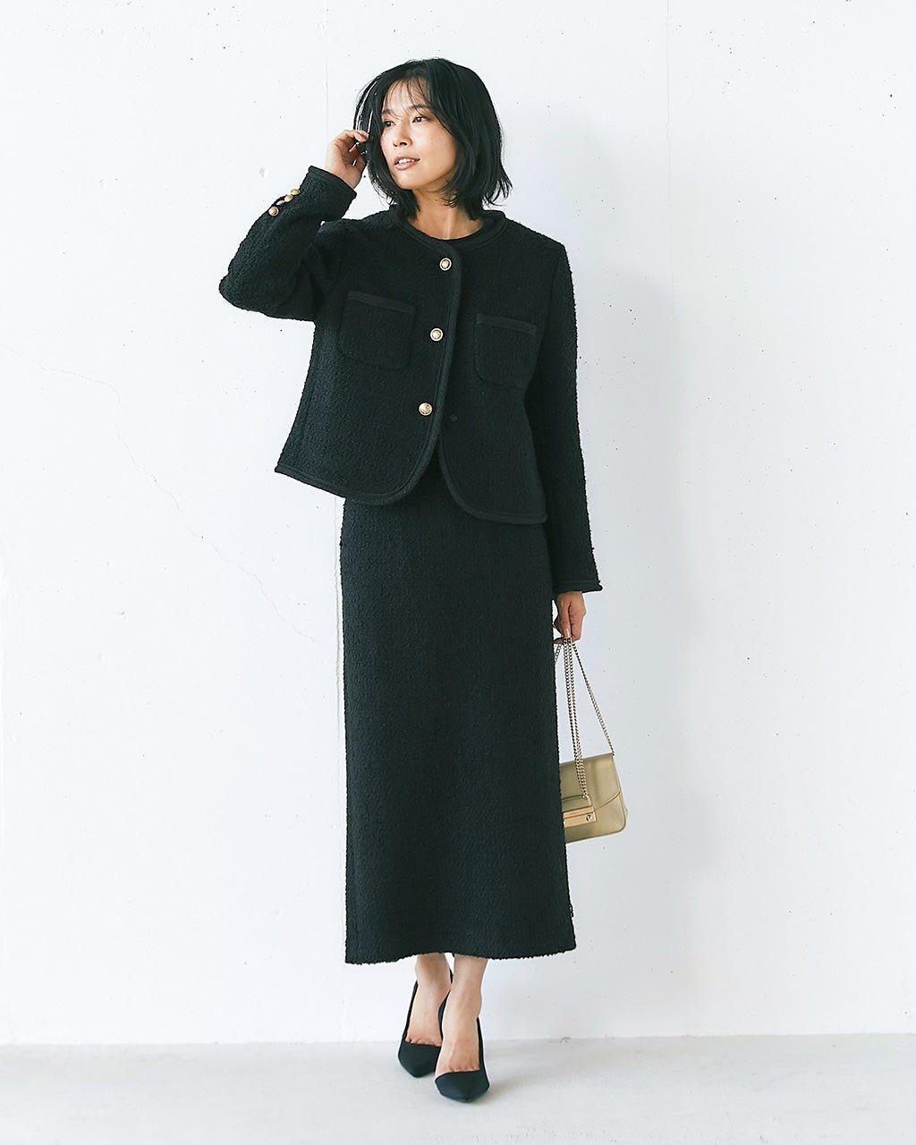 【ドゥクラッセ/DoCLASSE】のファンシーツイード・スカート インテリア・キッズ・メンズ・レディースファッション・服の通販 founy(ファニー) 　ファッション　Fashion　レディースファッション　Fashion for Women　スカート　Skirts　ジャケット　Jacket, Outerwear　ストレート　Straight, Straight Cut　スマート　Smart, Elegant　セットアップ　Set-Up, Coordinated Outfit　セレモニー　Ceremony　タイトスカート　Pencil Skirt, Tight Skirt　ツイード　Twill, Twill Weave　ペンシル　Pencil, Pencil Skirt　ミックス　Mix, Mixed Style　ブラック|ID: prp329100004920522 ipo3291000000036914933