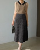 【ドゥクラッセ/DoCLASSE】のシアーニット&ジャカードスカートセット ブラック|ID: prp329100004920577 ipo3291000000037093884