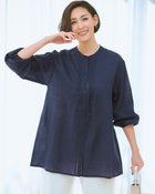 【ドゥクラッセ/DoCLASSE】のシアーラミー・ピンタックレースロングシャツ ネイビー|ID: prp329100004920622 ipo3291000000037097898