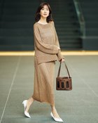 【ドゥクラッセ/DoCLASSE】のラメ糸メッシュニット・ストレートスカート ベージュ|ID: prp329100004920627 ipo3291000000037245602