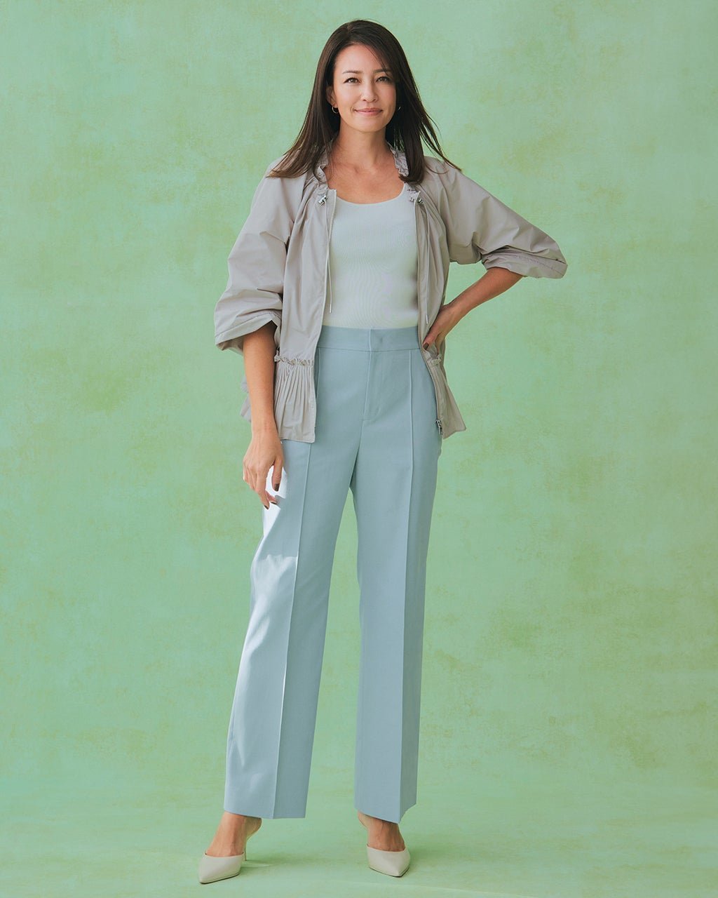 【ドゥクラッセ/DoCLASSE】のリネン混オックス・ワイドストレート/71cm インテリア・キッズ・メンズ・レディースファッション・服の通販 founy(ファニー) 　ファッション　Fashion　レディースファッション　Fashion for Women　パンツ　Pants & Trousers　リネン　Linen, Linen Fabric　ライトブルー|ID: prp329100004920643 ipo3291000000037023892