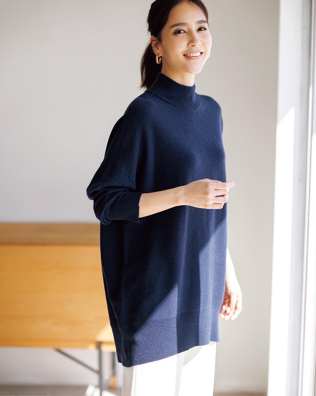 【ドゥクラッセ/DoCLASSE】のウールカシミヤ・ハイネックチュニック インテリア・キッズ・メンズ・レディースファッション・服の通販 founy(ファニー) 　ファッション　Fashion　レディースファッション　Fashion for Women　トップス・カットソー　Cut & Sew Tops　ニット　Knit Tops & Sweaters　なめらか　Smooth, Silky Texture　ジャケット　Jacket, Outerwear　セーター　Sweater, Knitwear　ミッドナイトブルー|ID: prp329100004920651 ipo3291000000036915713