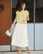 【ドゥクラッセ/DoCLASSE】のからみ織り・レザーパイピングスカート オフホワイト|ID: prp329100004920662 ipo3291000000037023903