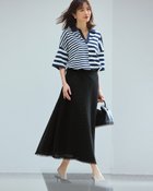 【ドゥクラッセ/DoCLASSE】のからみ織り・レザーパイピングスカート ブラック|ID: prp329100004920662 ipo3291000000037023905