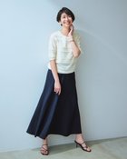 【ドゥクラッセ/DoCLASSE】の透かしボーダーニット・半袖プルオーバー オフホワイト|ID: prp329100004920666 ipo3291000000037101903