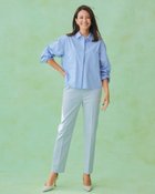 【ドゥクラッセ/DoCLASSE】のリネン混オックス・スリムテーパード/72cm ライトブルー|ID: prp329100004920706 ipo3291000000036916054