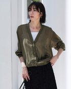 【ドゥクラッセ/DoCLASSE】の異素材コンビ・シアーカーディガン オリーブ|ID: prp329100004920711 ipo3291000000037256050