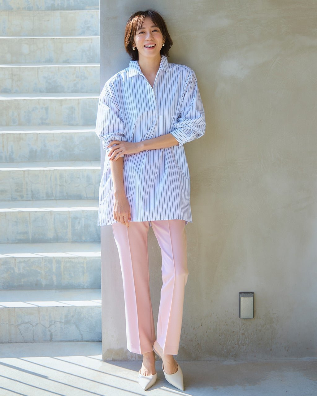 【ドゥクラッセ/DoCLASSE】のメランジWクロス・美脚ストレート/68cm インテリア・キッズ・メンズ・レディースファッション・服の通販 founy(ファニー) 　ファッション　Fashion　レディースファッション　Fashion for Women　パンツ　Pants & Trousers　ストレート　Straight, Straight Cut　メランジ　Melange, Mixed Yarn　ピンク|ID: prp329100004920714 ipo3291000000036916089