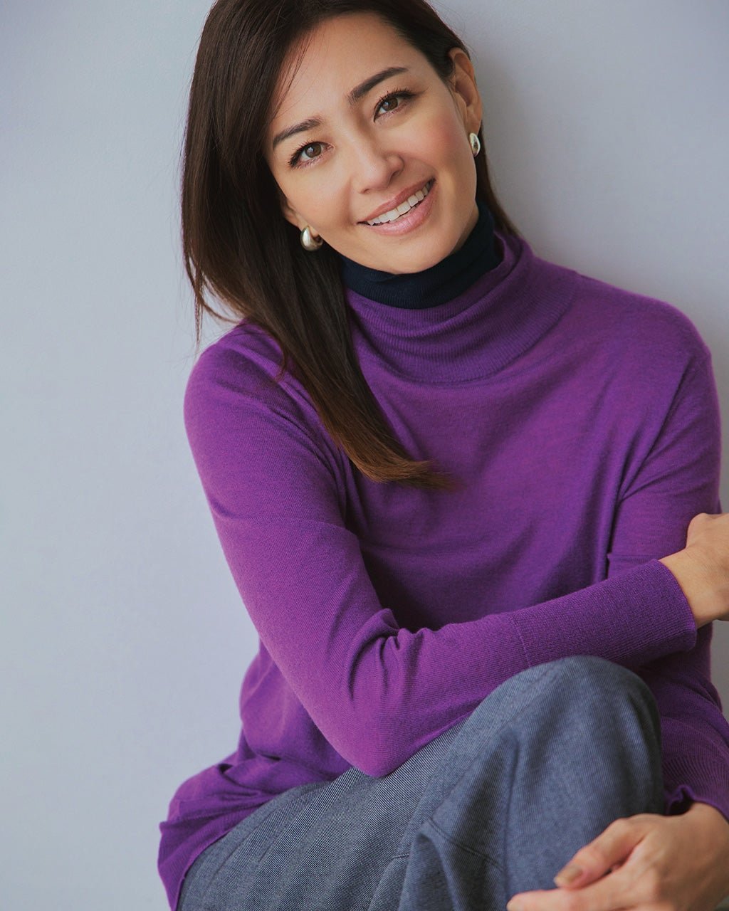 【ドゥクラッセ/DoCLASSE】のダブルタートル・ウール混シアーニット インテリア・キッズ・メンズ・レディースファッション・服の通販 founy(ファニー) 　ファッション　Fashion　レディースファッション　Fashion for Women　トップス・カットソー　Cut & Sew Tops　ニット　Knit Tops & Sweaters　なめらか　Smooth, Silky Texture　カットソー　Cut and Sewn Top　シンプル　Simple, Minimal　ジャンスカ　Jumper Skirt, Pinafore Dress　セーター　Sweater, Knitwear　タートル　Turtleneck, Turtle Collar　タートルネック　Turtleneck, High Neck　ダブル　Double, Double-Breasted　ハイネック　High Neck, Mock Neck　フィット　Fit, Slim Fit　秋　Autumn　パープル|ID: prp329100004920745 ipo3291000000036916251