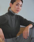 【ドゥクラッセ/DoCLASSE】のダブルタートル・ウール混シアーニット チャコール|ID: prp329100004920745 ipo3291000000036916263