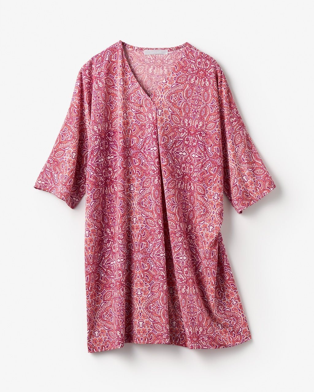 【ドゥクラッセ/DoCLASSE】のUVスラブ・フロントタックチュニック インテリア・キッズ・メンズ・レディースファッション・服の通販 founy(ファニー) 　ファッション　Fashion　レディースファッション　Fashion for Women　トップス・カットソー　Cut & Sew Tops　カットソー　Cut and Sewn Top　チュニック　Tunic, Long Top　ドレープ　Drape, Draping Fabric　夏　Summer　旅行　Travel　レッド・パターン|ID: prp329100004920764 ipo3291000000036916346