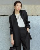 【ドゥクラッセ/DoCLASSE】のバルキーリネンタッチ・ノーカラージャケット ブラック|ID: prp329100004920766 ipo3291000000037097921