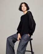【ドゥクラッセ/DoCLASSE】のカットワークスリーブ・異素材コンビブラウス ブラック|ID: prp329100004920786 ipo3291000000037057113