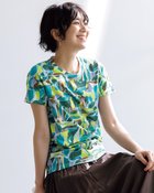 【ドゥクラッセ/DoCLASSE】の綿スラブ・総柄プリントTシャツ グリーン|ID: prp329100004920798 ipo3291000000037101974