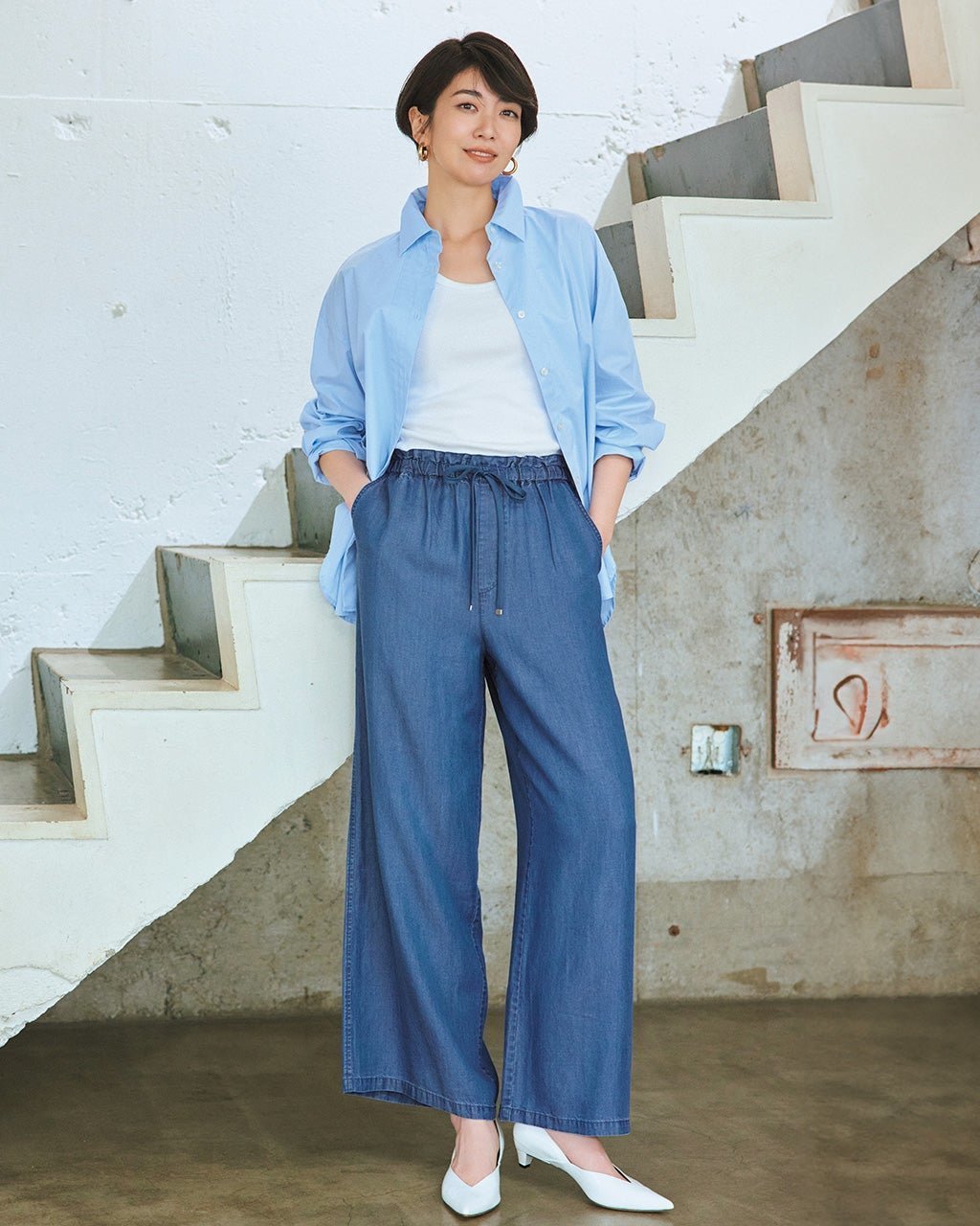 【ドゥクラッセ/DoCLASSE】のメルティーデニム・ドロストセミワイド 人気、トレンドファッション・服の通販 founy(ファニー) 　ファッション　Fashion　レディースファッション　Fashion for Women　パンツ　Pants & Trousers　デニム　Denim, Jeans Material　フェミニン　Feminine, Girly　人気　Popular, Best Seller　再入荷　Restock / Back in Stock　 other-1|ID: prp329100004920810 ipo3291000000036916644