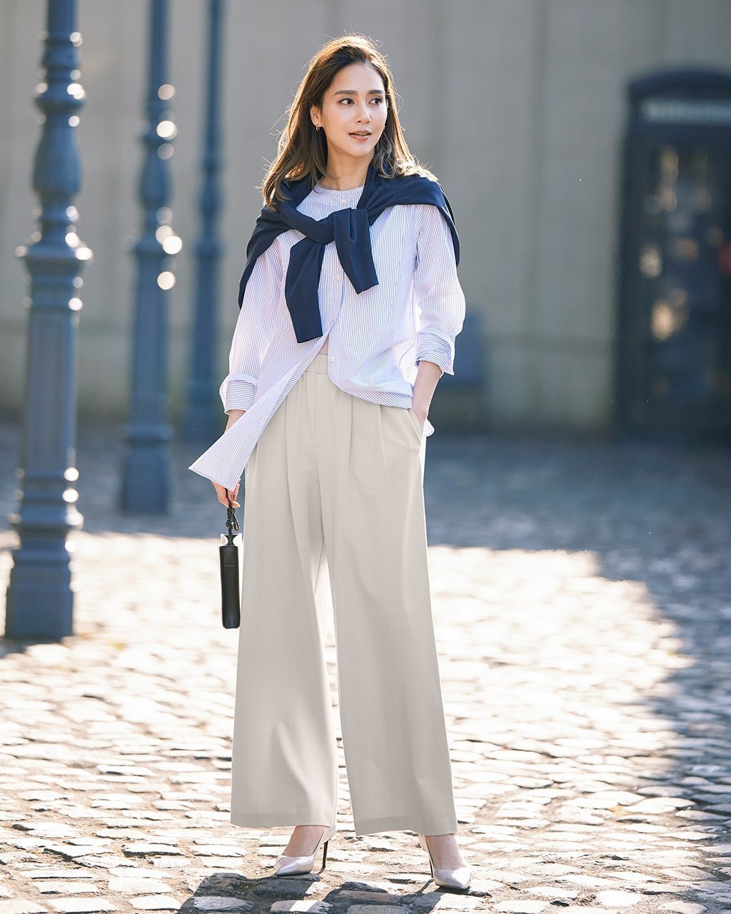 【ドゥクラッセ/DoCLASSE】のシルキーポンチ・タックワイドパンツ インテリア・キッズ・メンズ・レディースファッション・服の通販 founy(ファニー) 　ファッション　Fashion　レディースファッション　Fashion for Women　パンツ　Pants & Trousers　なめらか　Smooth, Silky Texture　ダブル　Double, Double-Breasted　トレンド　Trend, Trending Now　ロング　Long, Long-Length　夏　Summer　春　Spring　S/S・春夏　SS, Spring/Summer, Warm Season　ライトグレー|ID: prp329100004920819 ipo3291000000036916697