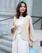 【ドゥクラッセ/DoCLASSE】のライトストレッチ・ノーカラーVジャケット ライトベージュ|ID: prp329100004920822 ipo3291000000037097935