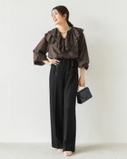 【ドゥクラッセ/DoCLASSE】の麻調スラブストレッチ・バギーワイド/71cm ブラック|ID: prp329100004920825 ipo3291000000037256092
