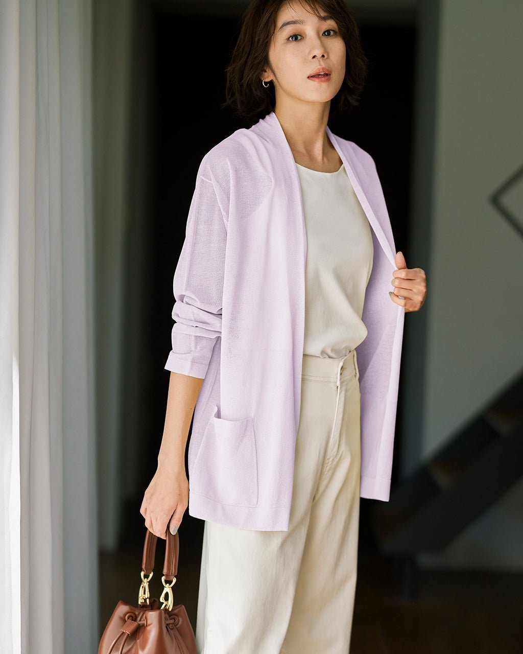 【ドゥクラッセ/DoCLASSE】のライトシアー・着流しカーディガン インテリア・キッズ・メンズ・レディースファッション・服の通販 founy(ファニー) 　ファッション　Fashion　レディースファッション　Fashion for Women　トップス・カットソー　Cut & Sew Tops　カーディガン・羽織り　Layered Style Cardigans　カーディガン　Cardigan, Knitwear　人気　Popular, Best Seller　ライラック|ID: prp329100004920826 ipo3291000000036916752