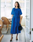 【ドゥクラッセ/DoCLASSE】のタイプライターコットン・バルーン袖ワンピース ブルー|ID: prp329100004920834 ipo3291000000037192215