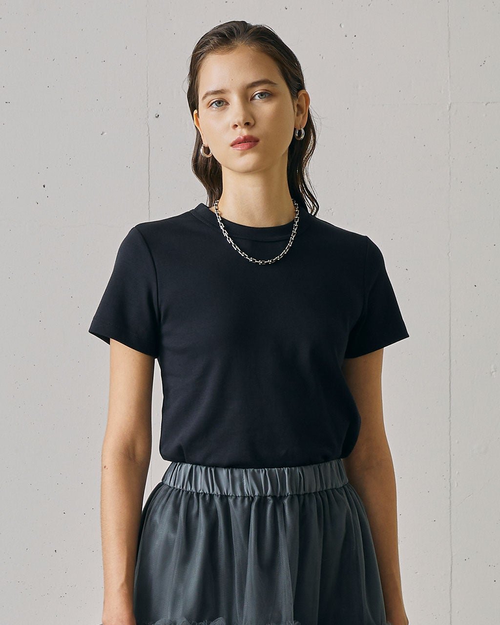 【ドゥクラッセ/DoCLASSE】のピュアコットンスムース/半袖T インテリア・キッズ・メンズ・レディースファッション・服の通販 founy(ファニー) 　ファッション　Fashion　レディースファッション　Fashion for Women　トップス・カットソー　Cut & Sew Tops　カットソー・ベーシックTシャツ　Cut-and-Sewn Tops / Stretch Tees & Basics　カットソー　Cut and Sewn Top　シンプル　Simple, Minimal　スマート　Smart, Elegant　デコルテ　Décolleté, Neckline　ドット　Polka Dot, Dot Pattern　半袖　Short Sleeve, Half Sleeve　ブラック|ID: prp329100004920894 ipo3291000000036917183