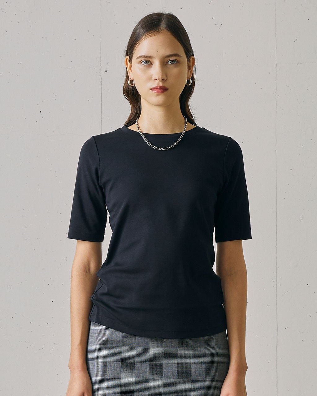 【ドゥクラッセ/DoCLASSE】のピュアコットンスムース/5分袖T 人気、トレンドファッション・服の通販 founy(ファニー) 　ファッション　Fashion　レディースファッション　Fashion for Women　トップス・カットソー　Cut & Sew Tops　カットソー・ベーシックTシャツ　Cut-and-Sewn Tops / Stretch Tees & Basics　カットソー　Cut and Sewn Top　シンプル　Simple, Minimal　スマート　Smart, Elegant　デコルテ　Décolleté, Neckline　ドット　Polka Dot, Dot Pattern　ロング　Long, Long-Length　 other-1|ID: prp329100004920895 ipo3291000000036917186