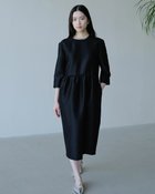 【ドゥクラッセ/DoCLASSE】のシルク混タッサー・ギャザーコクーンドレス ブラック|ID:prp329100004920944