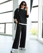 【ドゥクラッセ/DoCLASSE】のライトダンボールニット・セミワイドパンツ ブラック|ID: prp329100004920962 ipo3291000000037097991