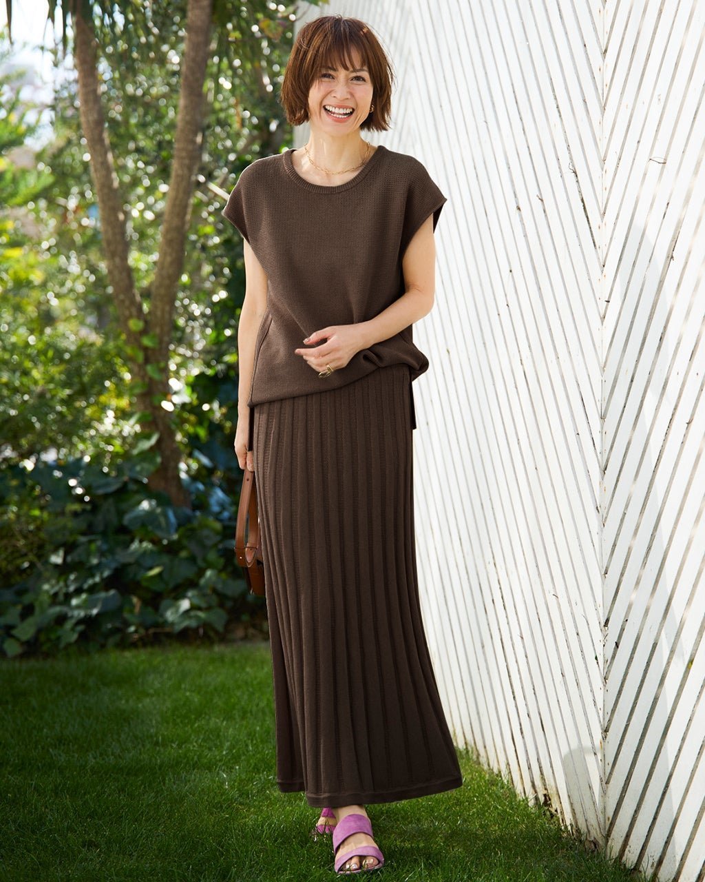 【ドゥクラッセ/DoCLASSE】のレーシーニット・フレアスカート インテリア・キッズ・メンズ・レディースファッション・服の通販 founy(ファニー) 　ファッション　Fashion　レディースファッション　Fashion for Women　セットアップ　Matching Sets　スカート・ミニ/ミディ/マキシ　Skirts / Mini, Midi & Maxi Skirts　スカート　Skirts　Aライン・フレアスカート　A-Line & Flared Skirts　おすすめ　Recommended / Our Picks　セットアップ　Set-Up, Coordinated Outfit　プリーツ　Pleats, Pleated　エレガント 上品　Elegant　夏　Summer　ブラウン|ID: prp329100004920976 ipo3291000000036917662