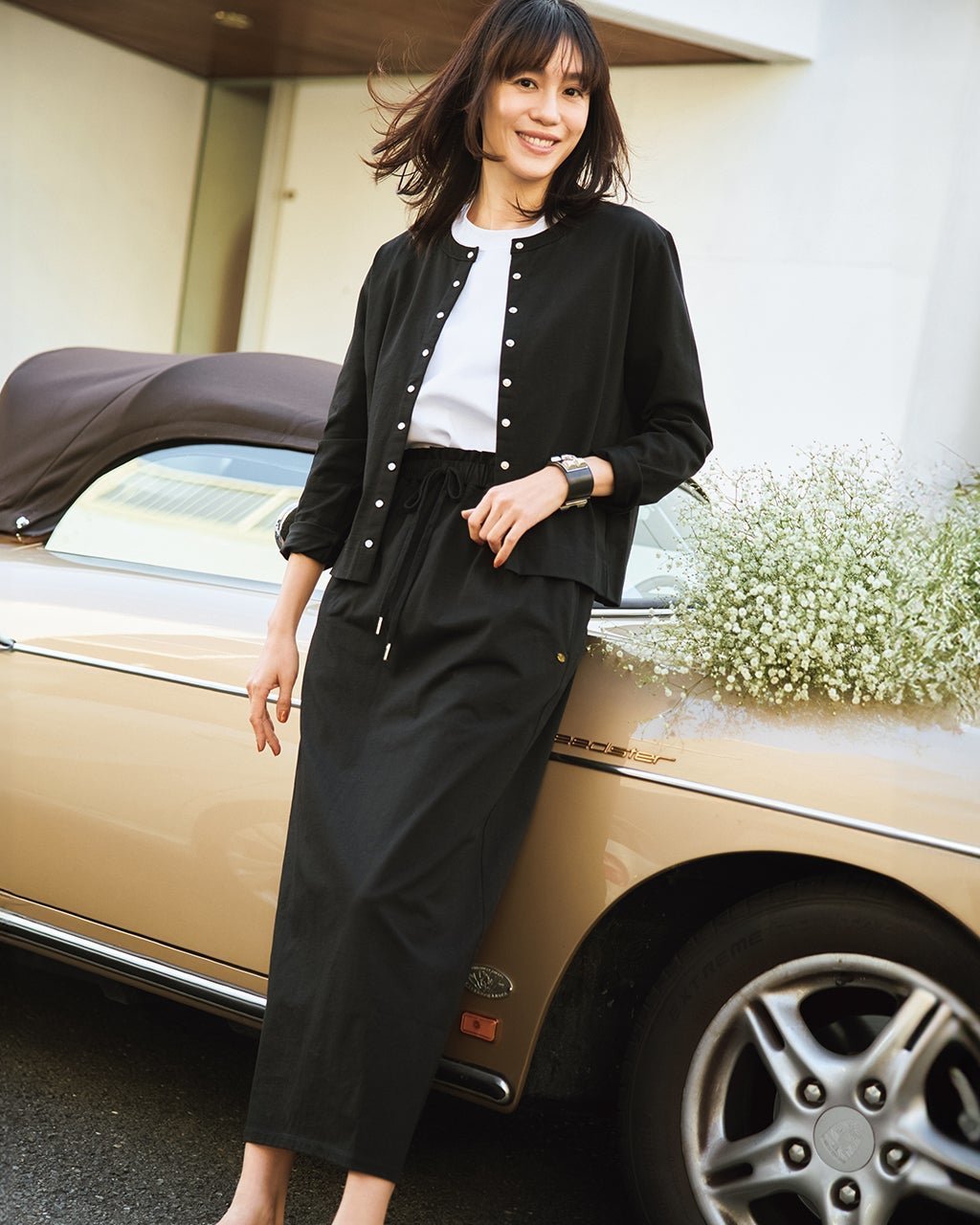 【ドゥクラッセ/DoCLASSE】の高密度シルコットン・ドロストスカート インテリア・キッズ・メンズ・レディースファッション・服の通販 founy(ファニー) ファッション Fashion レディースファッション Fashion for Women セットアップ Matching Sets スカート・ミニ/ミディ/マキシ Skirts / Mini, Midi & Maxi Skirts カットソー Cut and Sewn Top カーディガン Cardigan, Knitwear シルケット Silket, Silky Cotton ストレート Straight, Straight Cut セットアップ Set-Up, Coordinated Outfit フォルム Silhouette, Form ブラック|ID: prp329100004920982 ipo3291000000036917714