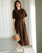 【ドゥクラッセ/DoCLASSE】のカットジャカード・タックフレアスカート ブラウン|ID: prp329100004920991 ipo3291000000036917782