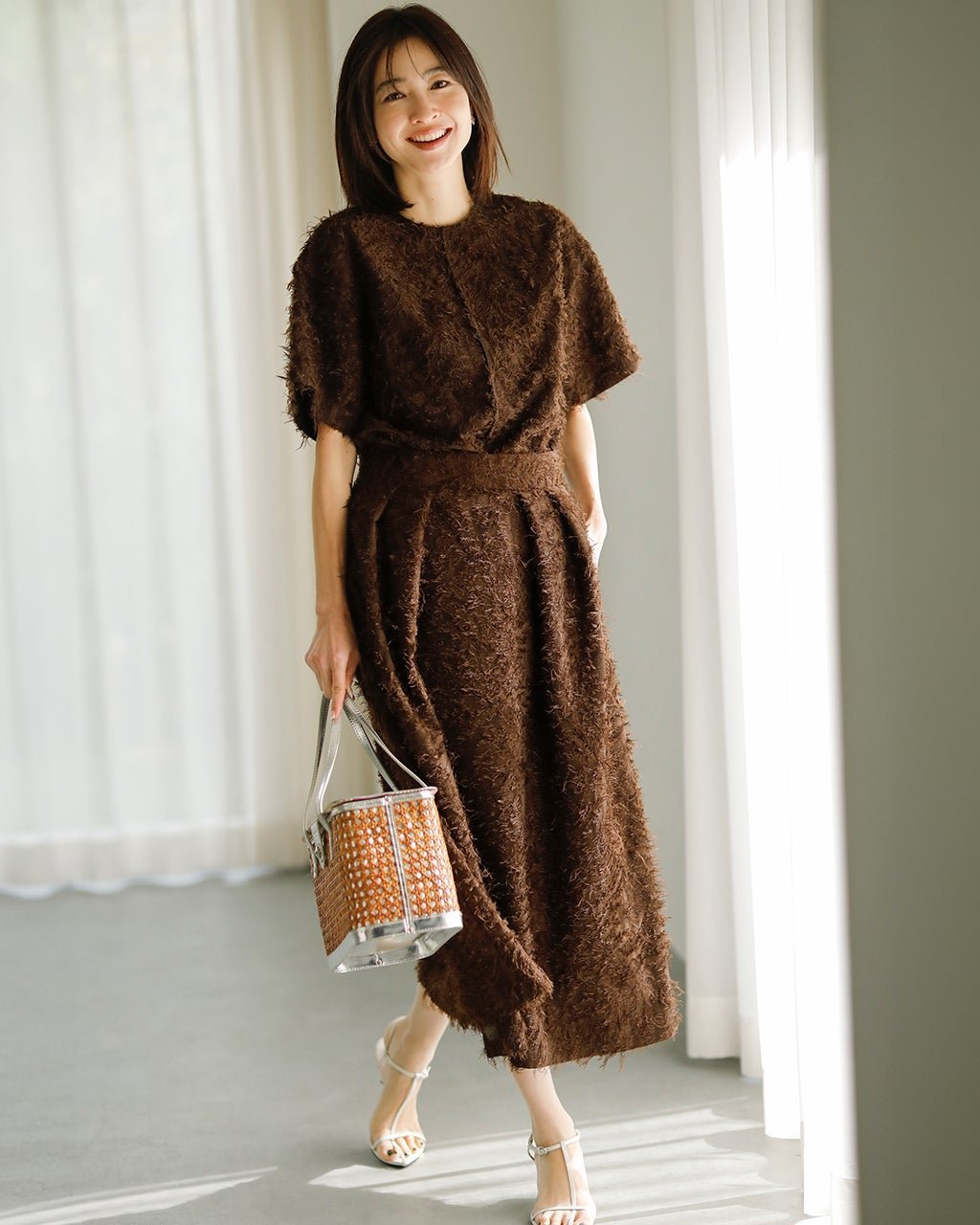 【ドゥクラッセ/DoCLASSE】のカットジャカード・タックフレアスカート インテリア・キッズ・メンズ・レディースファッション・服の通販 founy(ファニー) 　ファッション　Fashion　レディースファッション　Fashion for Women　スカート　Skirts　Aライン・フレアスカート　A-Line & Flared Skirts　ジャカード／ジャガード　Jacquard, Woven Pattern　ブラウン|ID: prp329100004920991 ipo3291000000036917782