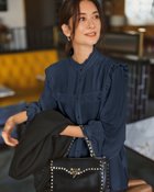 【ドゥクラッセ/DoCLASSE】のシアーシフォン・ピンタックフリルブラウス ネイビー|ID: prp329100004925761 ipo3291000000037256207