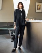 【ドゥクラッセ/DoCLASSE】のイージージョーゼット・テーパードパンツ ミッドナイトブルー|ID: prp329100004925787 ipo3291000000037102125