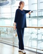 【ドゥクラッセ/DoCLASSE】のライトダンボールニット・スティックパンツ ミッドナイトブルー|ID: prp329100004925935 ipo3291000000037102153