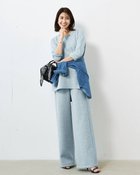 【ドゥクラッセ/DoCLASSE】のライトダンボールニット・浅Vフレアトップス ライトブルー|ID: prp329100004925939 ipo3291000000036963168