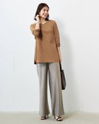 【ドゥクラッセ/DoCLASSE】のライトダンボールニット・浅Vフレアトップス ライトブラウン|ID: prp329100004925939 ipo3291000000036963171